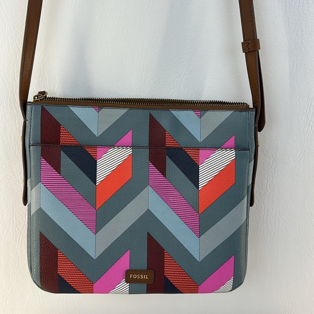 Fossil Colorful Chevron Pattern Crossbody Bag - image 1